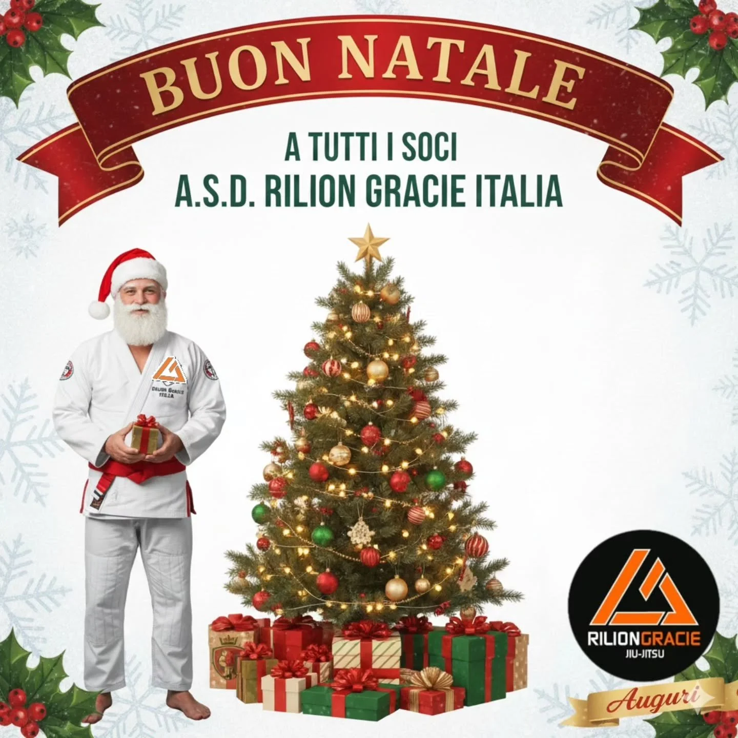 Buon Natale da A.S.D. Rilion Gracie Italia! 🎅🥋
​A chi non molla mai, a chi cade e si rialza, e a tutti i nostri soci che rendono questa associazione speciale: tantissimi auguri di buone feste!
​Che lo spirito del Jiu-Jitsu ci accompagni anche fuori