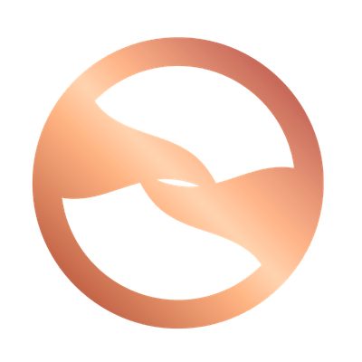 A stylized logo featuring a hand reaching into a circle, with a gradient color scheme from light tan to darker brown.