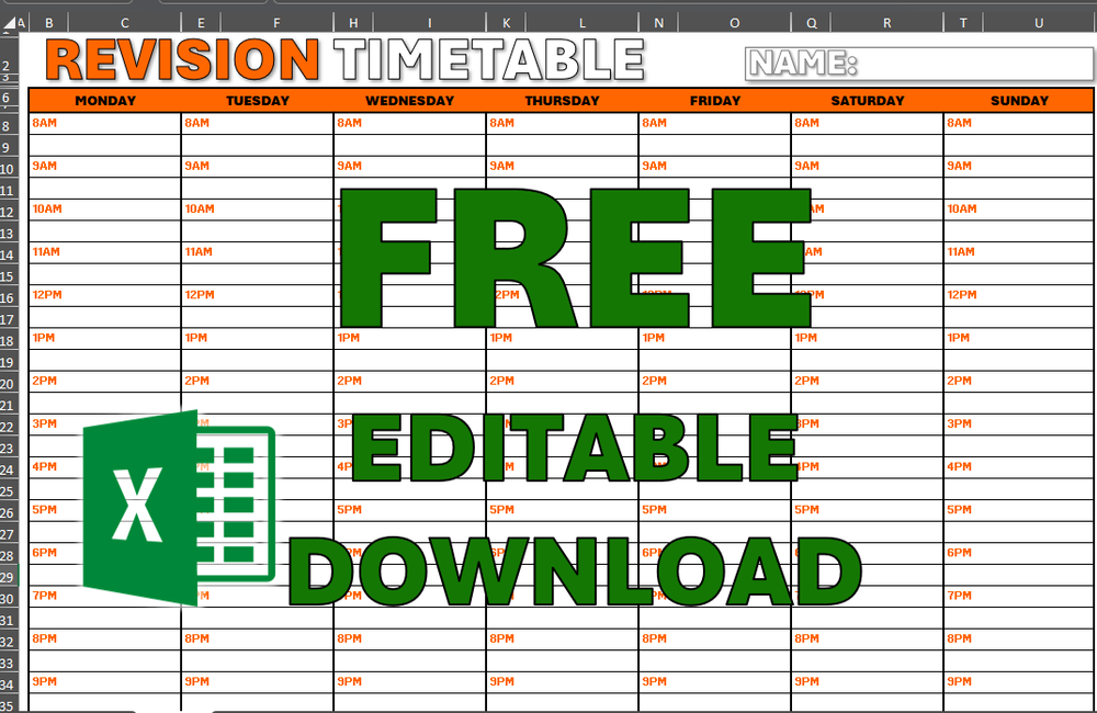Free Revision Timetable (Printable & Editable) | 30-Minute Study ...