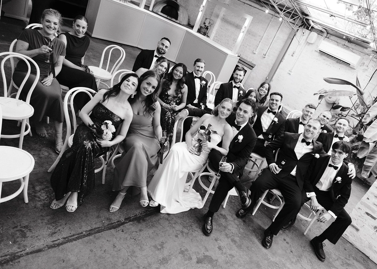 A bridal party at a wedding at The Button Factory in Cheltenham, Melbourne
