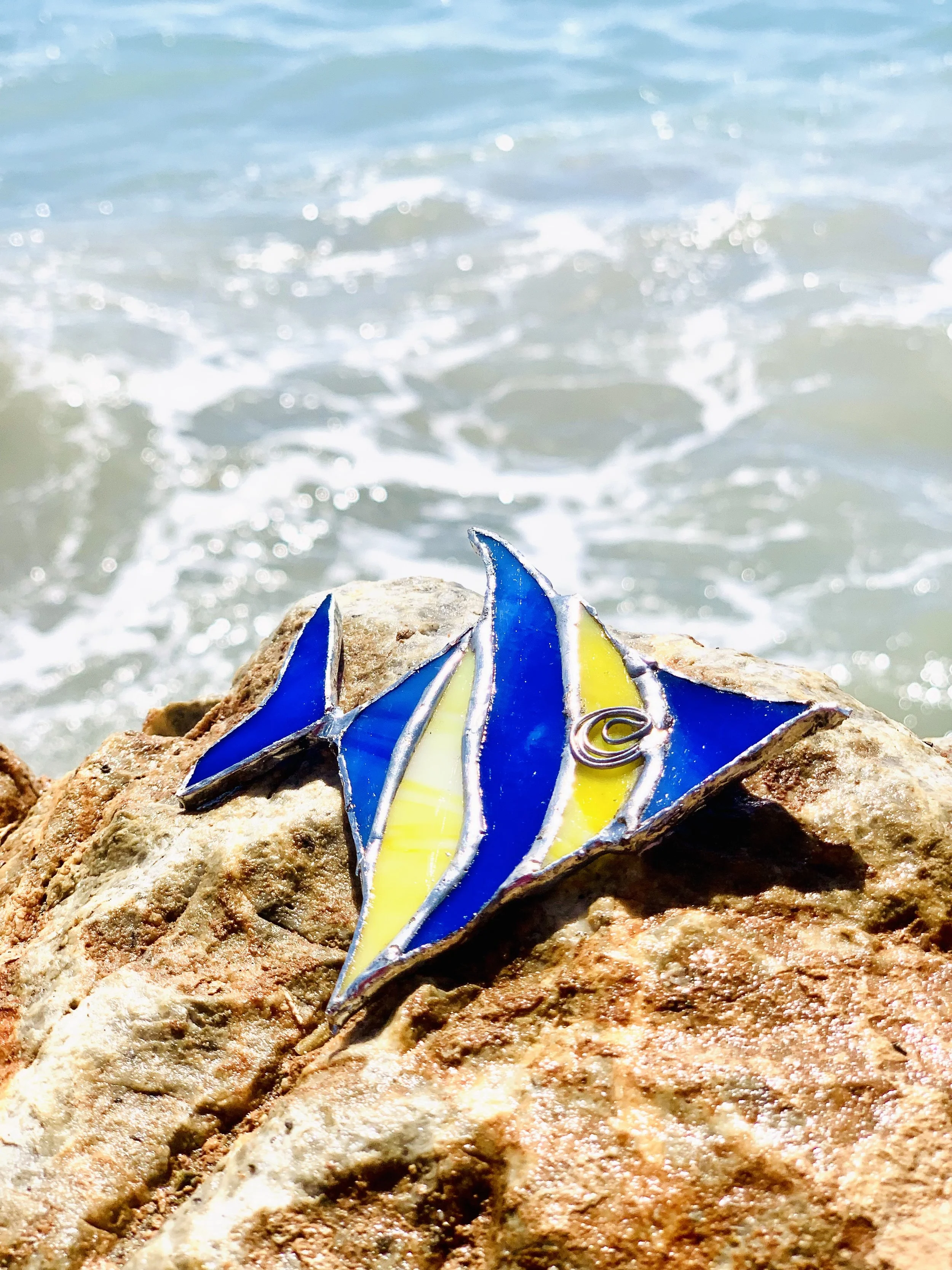 Vibrant Stained Glass Fish Ornament