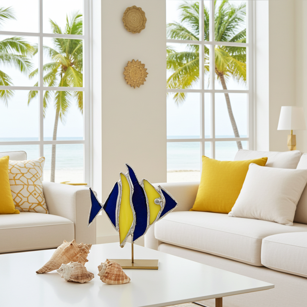 Vibrant Stained Glass Fish Ornament