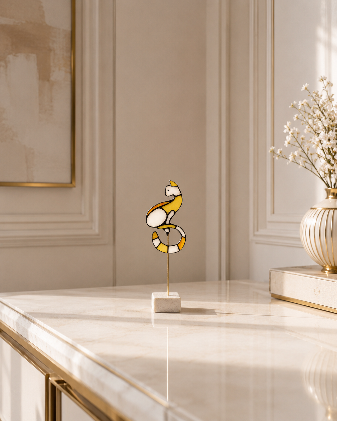amber-yellow-white-stained-glass-cat-sculpture-elegant-interior.png
