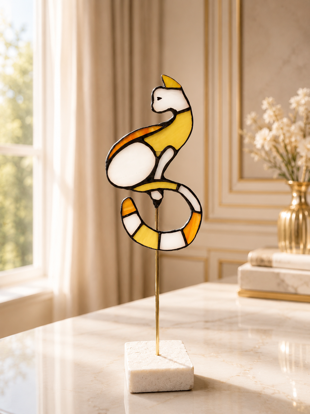 amber-yellow-white-stained-glass-cat-sculpture-luxury-interior.png