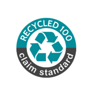 Recycled 100 claim standard badge with recycling symbol