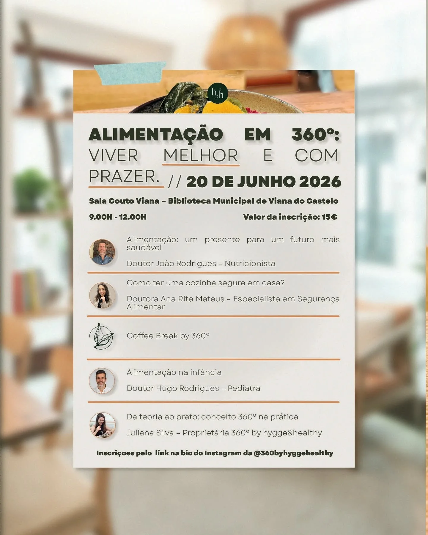 ALIMENTA&Ccedil;&Atilde;O EM 360&ordm;: VIVER MELHOR E COM PRAZER! ️
Um evento para a promo&ccedil;&atilde;o da sa&uacute;de dos Vianenses! 

E o prazer &eacute; todo nosso em apresentar-vos a nossa 1&ordf; confer&ecirc;ncia a ter lugar no dia 20 de