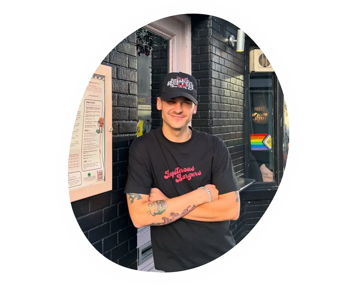Milo from the Boysterous Burgers team outside The Fountain Head in Brighton