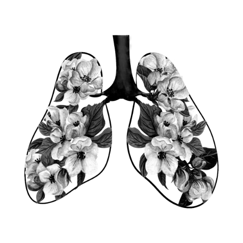 Illustration of human lungs made of flowers and leaves