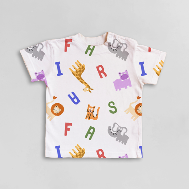 Colourful all over print safari pattern design for childrens clothing and childrens lifestyle products