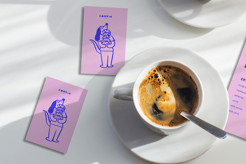 Colourful bold cafe business card design