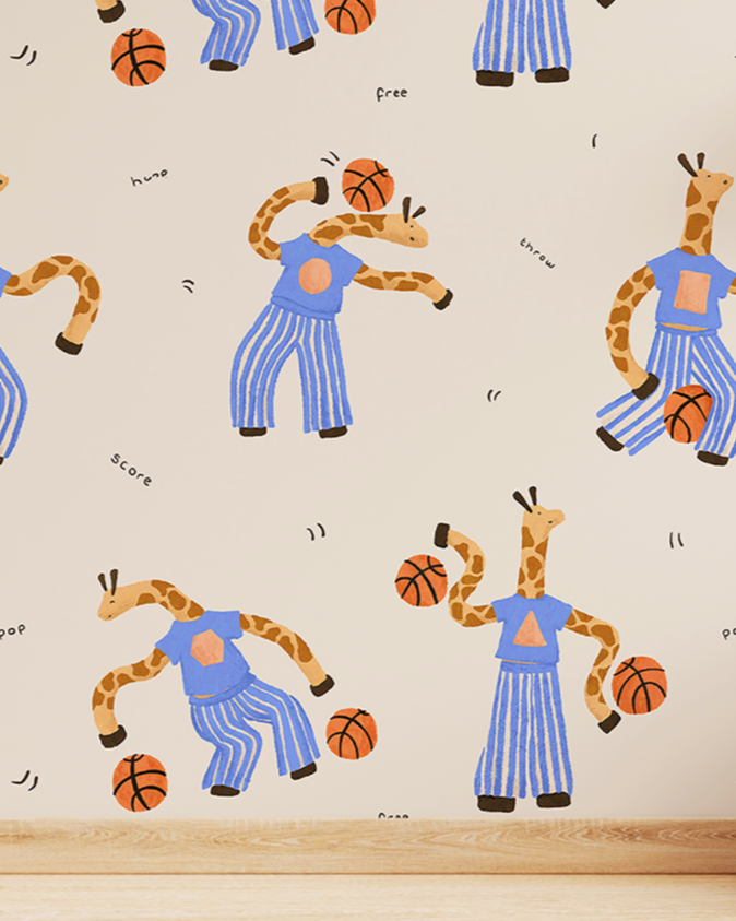 Childrens room all over print giraffe illustration for childrenswear or lifestyle products