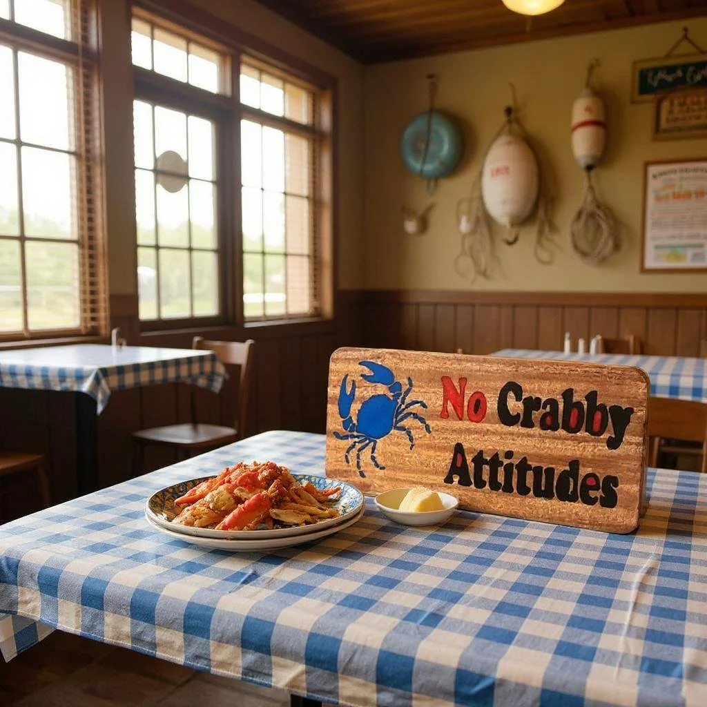 'No Crabby Attitudes' Wooden Sign