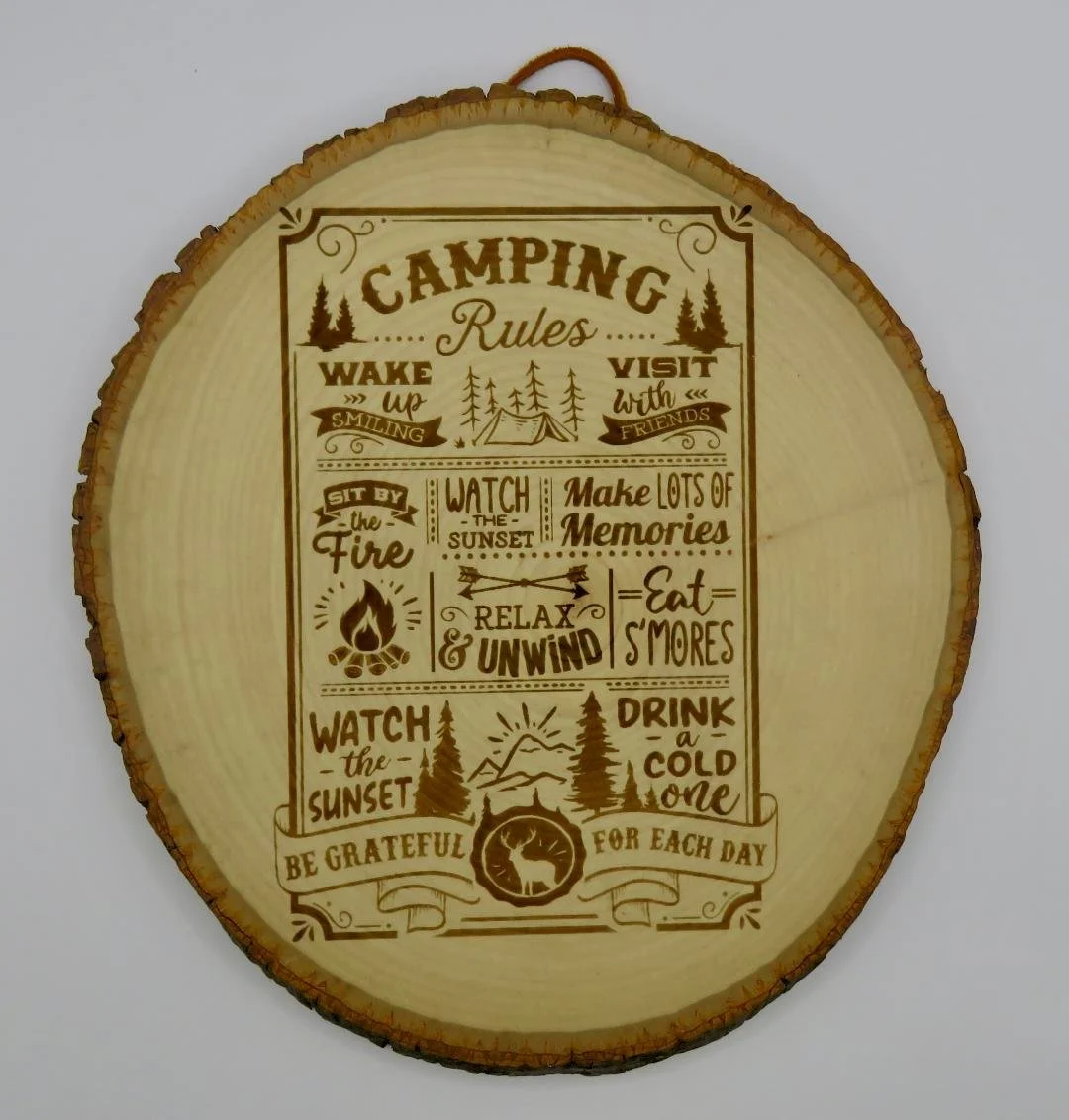 Camping Rules Wooden Plaque