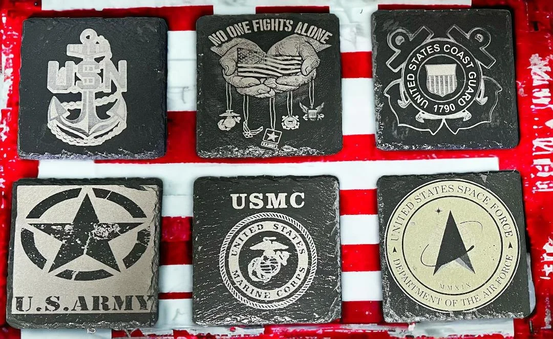 Patriotic Slate Military Coaster Set