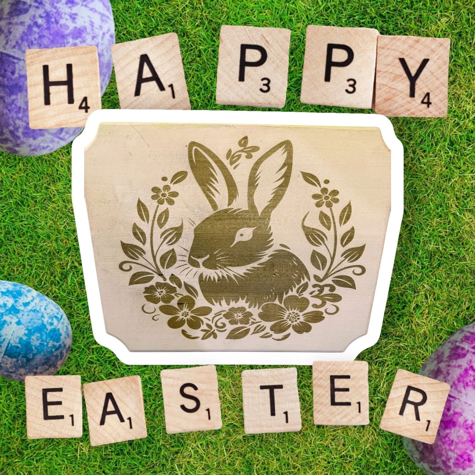 Easter Bunny Wooden Plaque