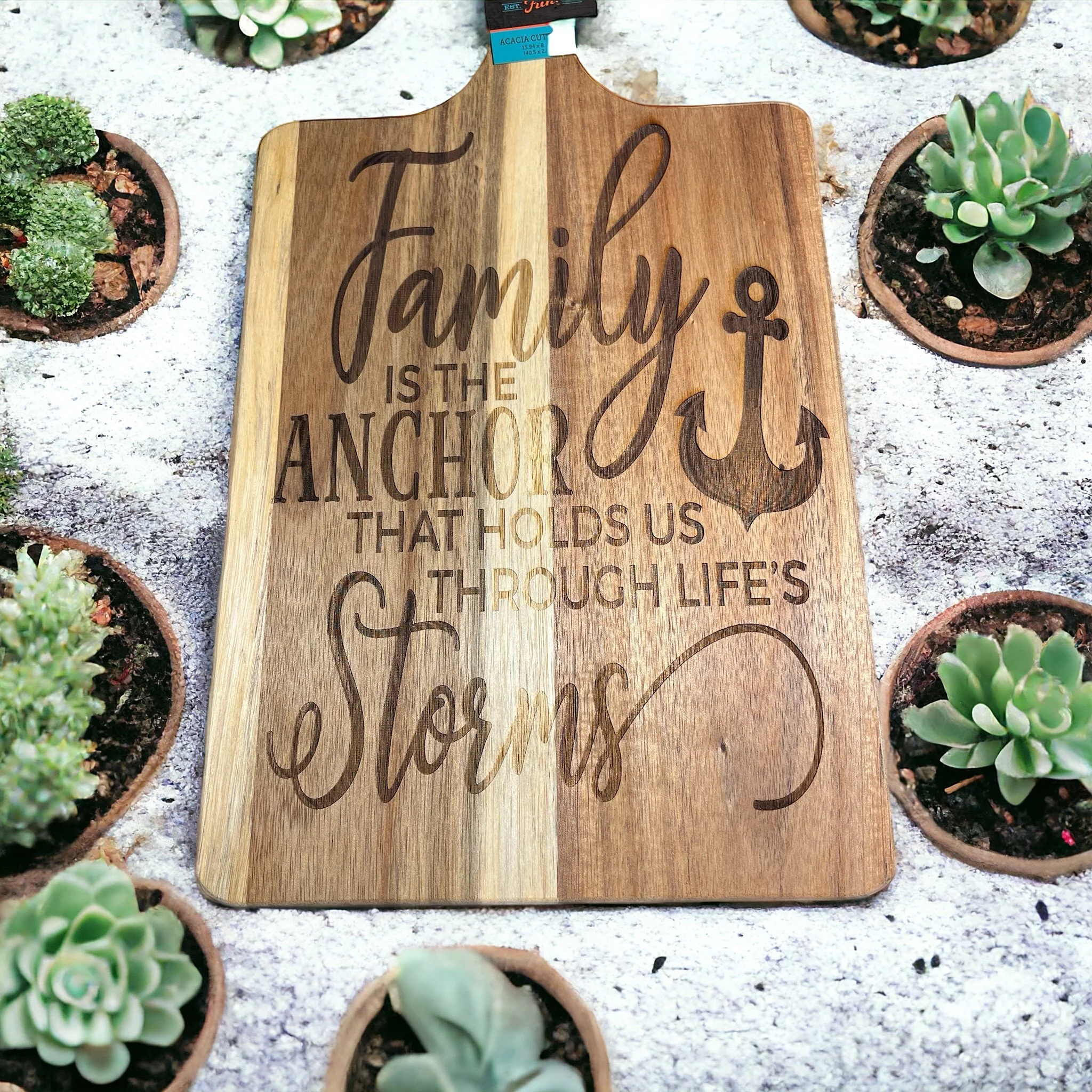 Inspirational Engraved Acacia Wood Serving Board