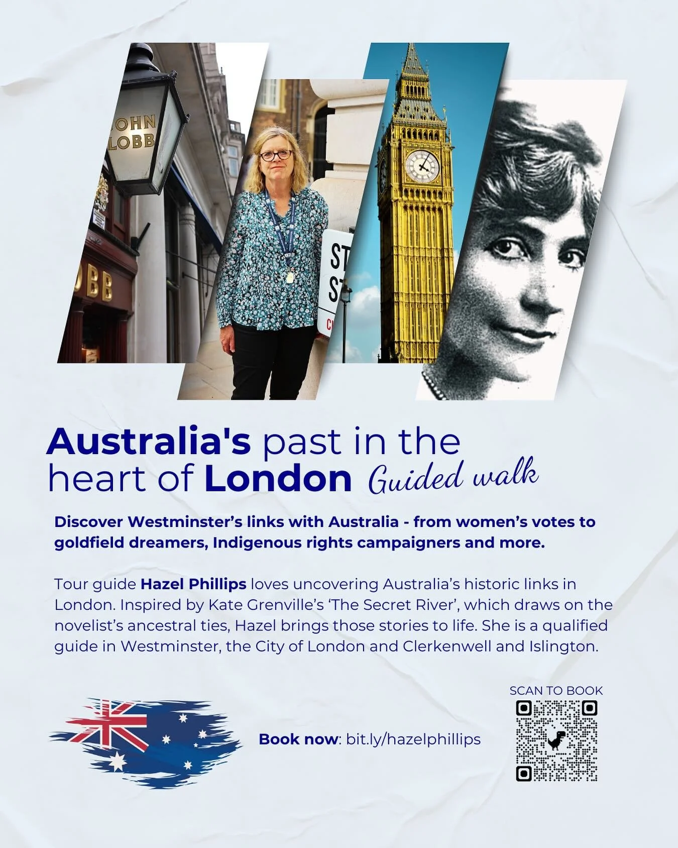 Design completed for @hazelvphillips ‘Australia’s past in the heart of London’ tour. You can book now via @eventbrite by searching her name. Amended design for @eventbrite banner live as well. 
If you would like help promoting your