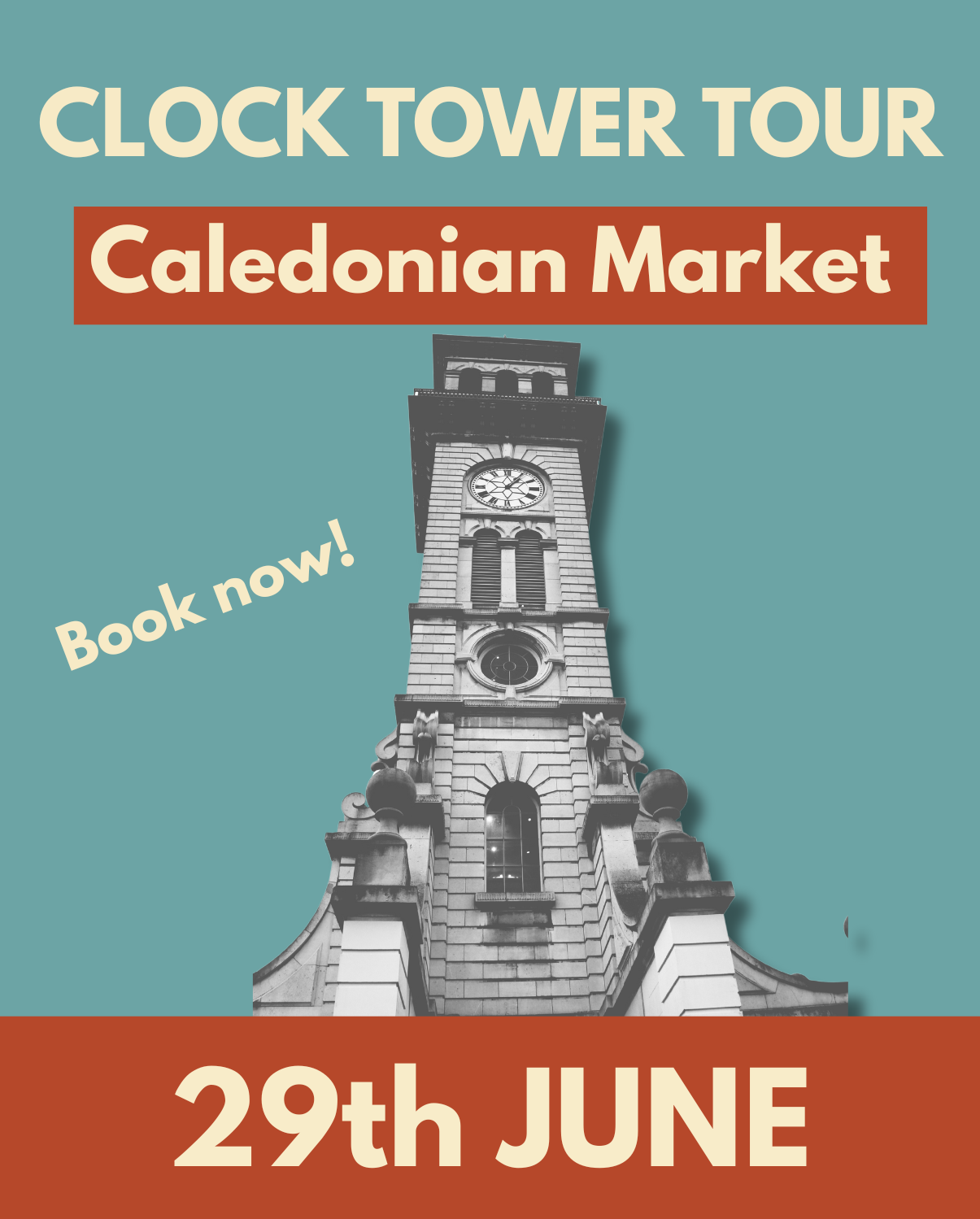 A design promoting the Islington Walk's Clock Tower Tour.