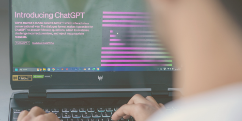 Photo of a man using ChatGPT.