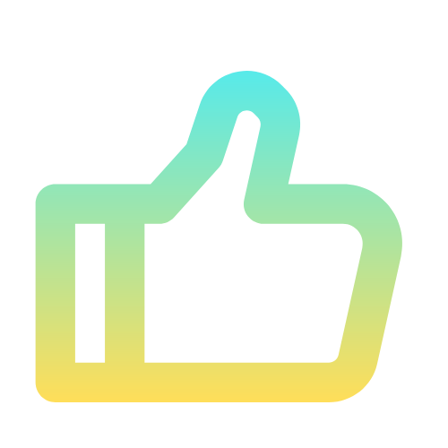 Illustration of a thumbs-up hand gesture with a gradient color from green to yellow.