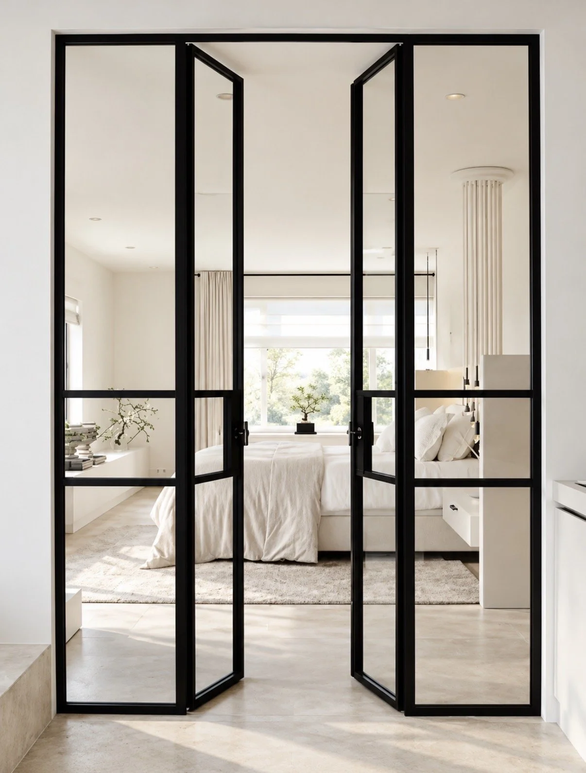 Double & French steel door. Stunning Interior design