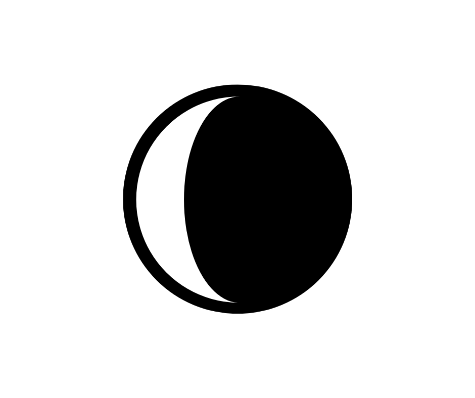 Black background with white crescent moon silhouette