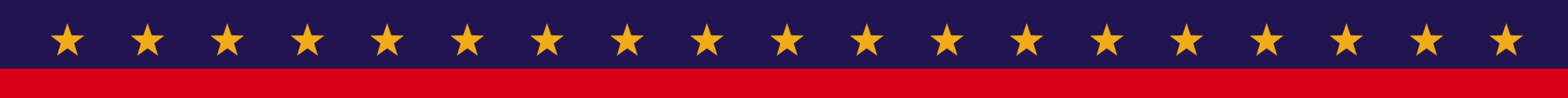 A horizontal American flag with stars on a blue field and red and white stripes.