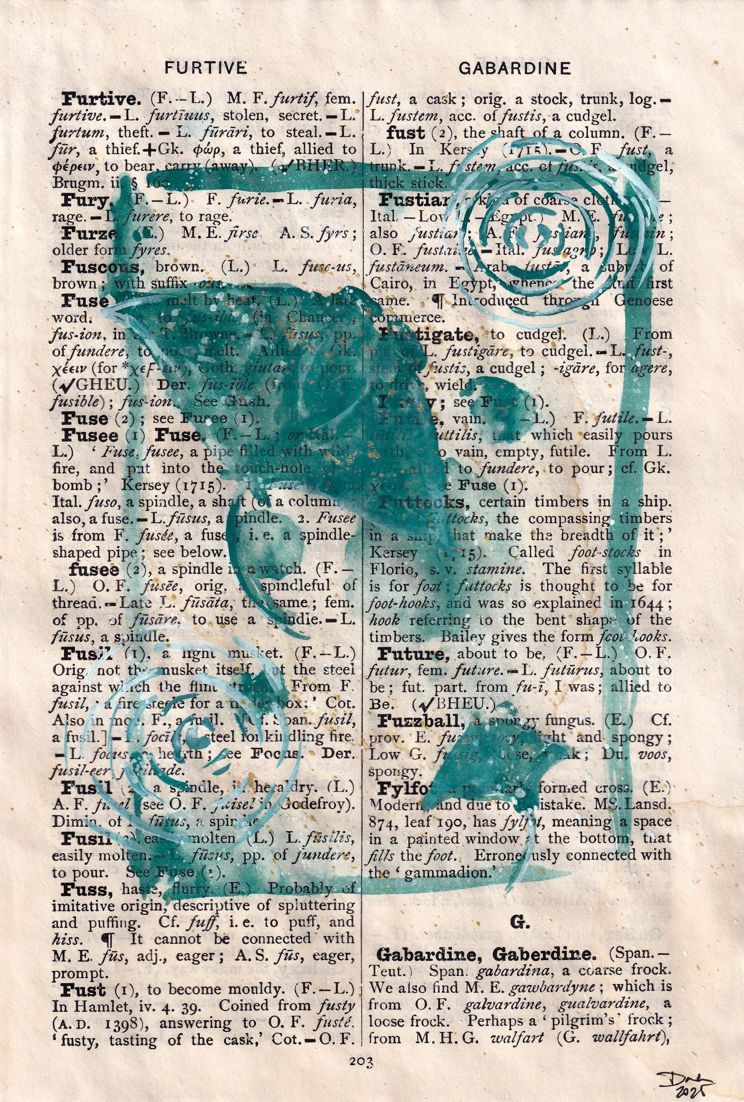Rays dictionary page, 2025. Watercolour on paper.