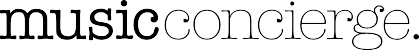 Logo of 'music concierge' in black and white text.