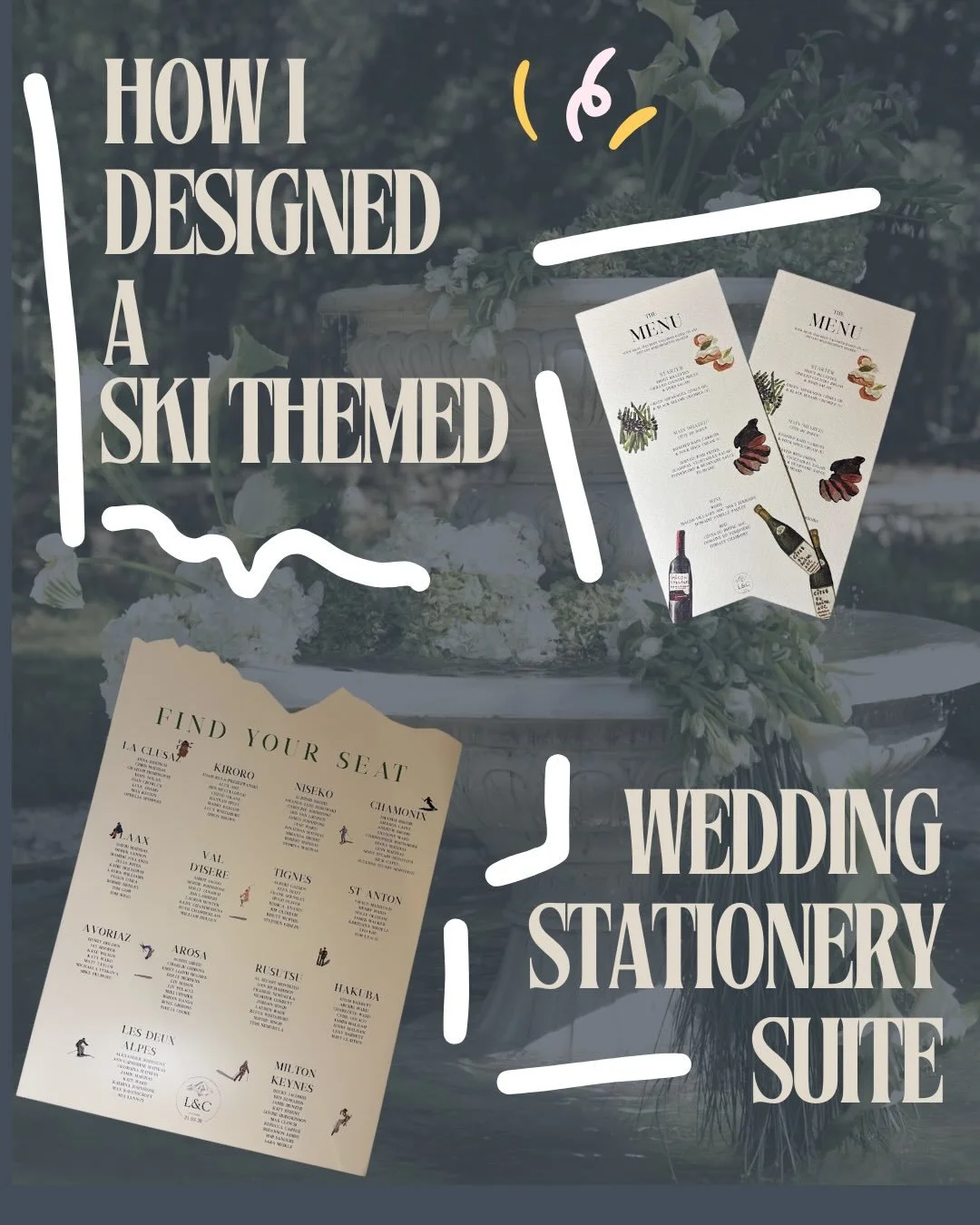 Quite a few months in the making but finally finished this stationery suite for the lovely Lucy and Chris! 

Their wedding taking place in the French Alps draws on their love for skiing, and we wanted it to reflect that. I also can&rsquo;t talk about
