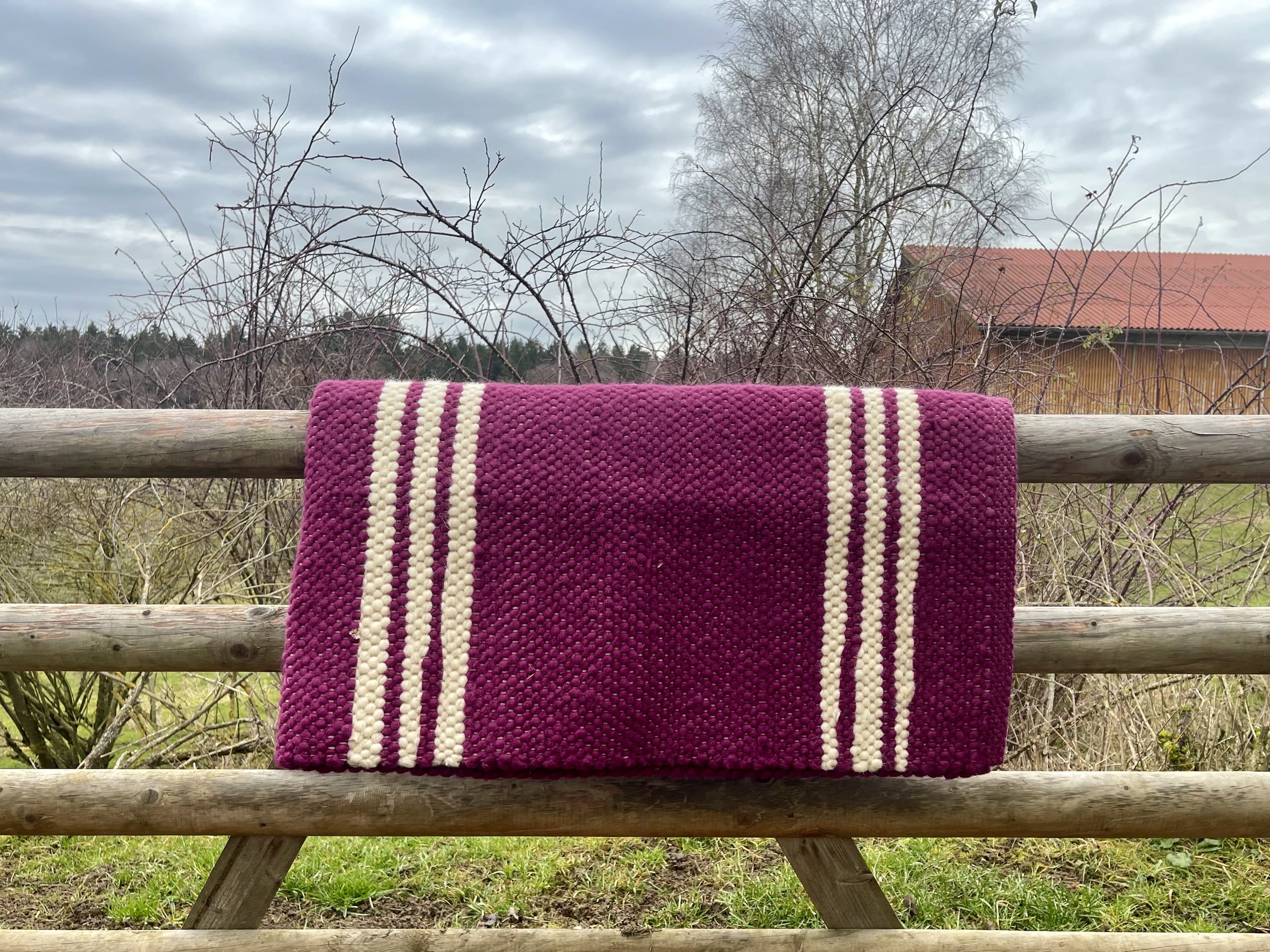 Cowboy Wool Blanket Dark Berry White Stripes