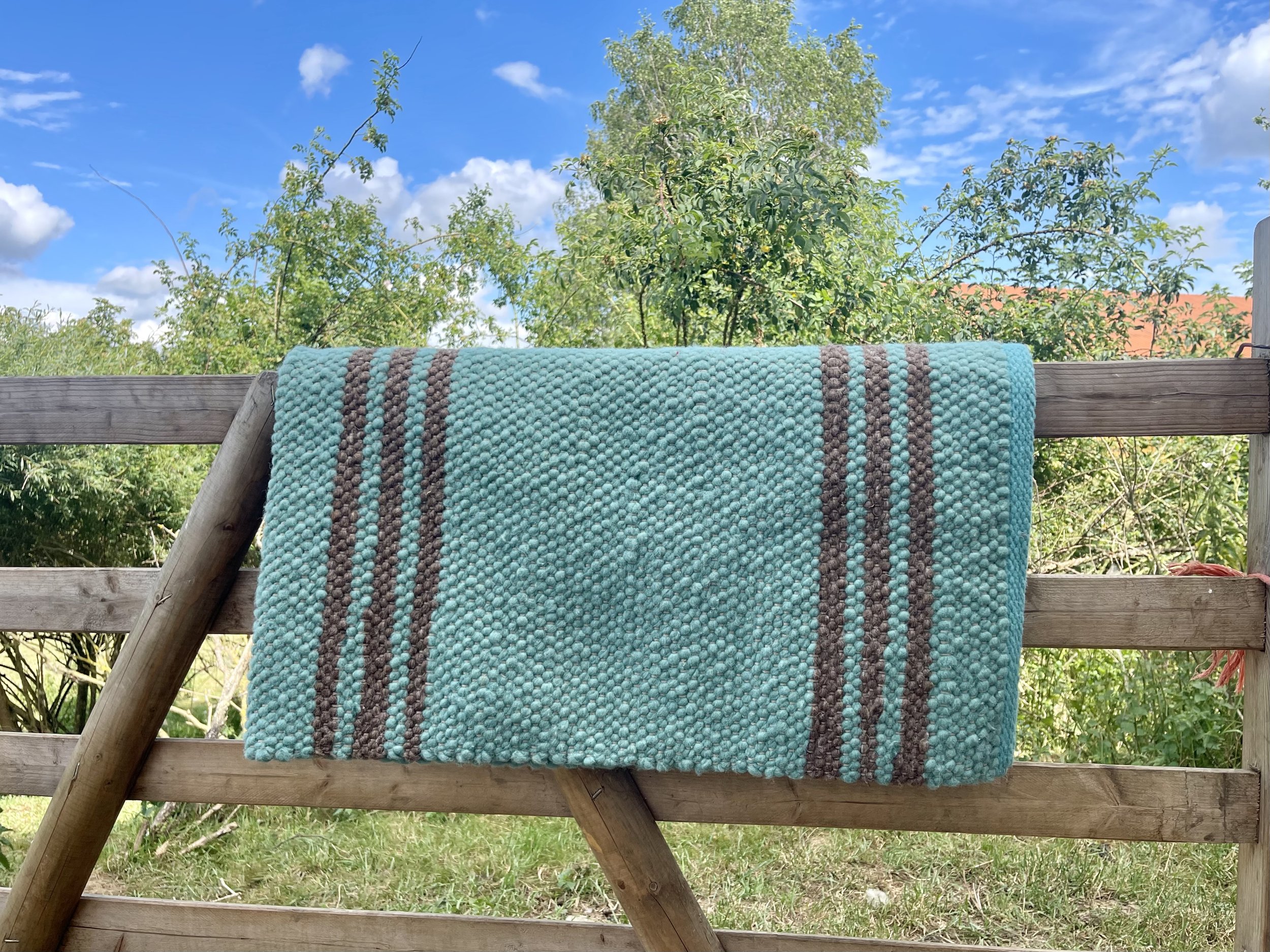 Cowboy Wool Blanket Turquoise Brown Stripes