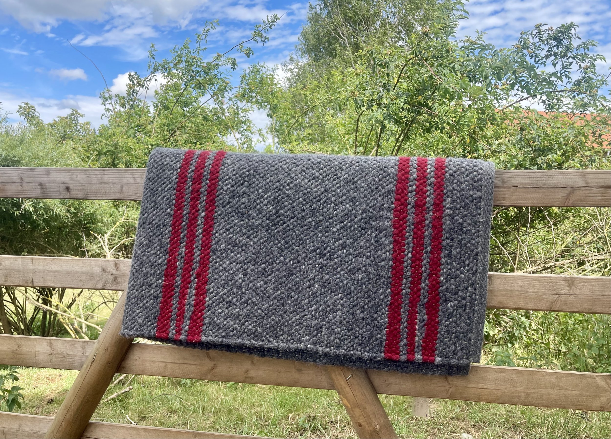 Cowboy Wool Blanket Dark Grey Red Stripes