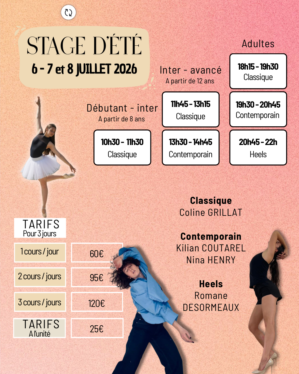 Planning et tarifs stage d'été