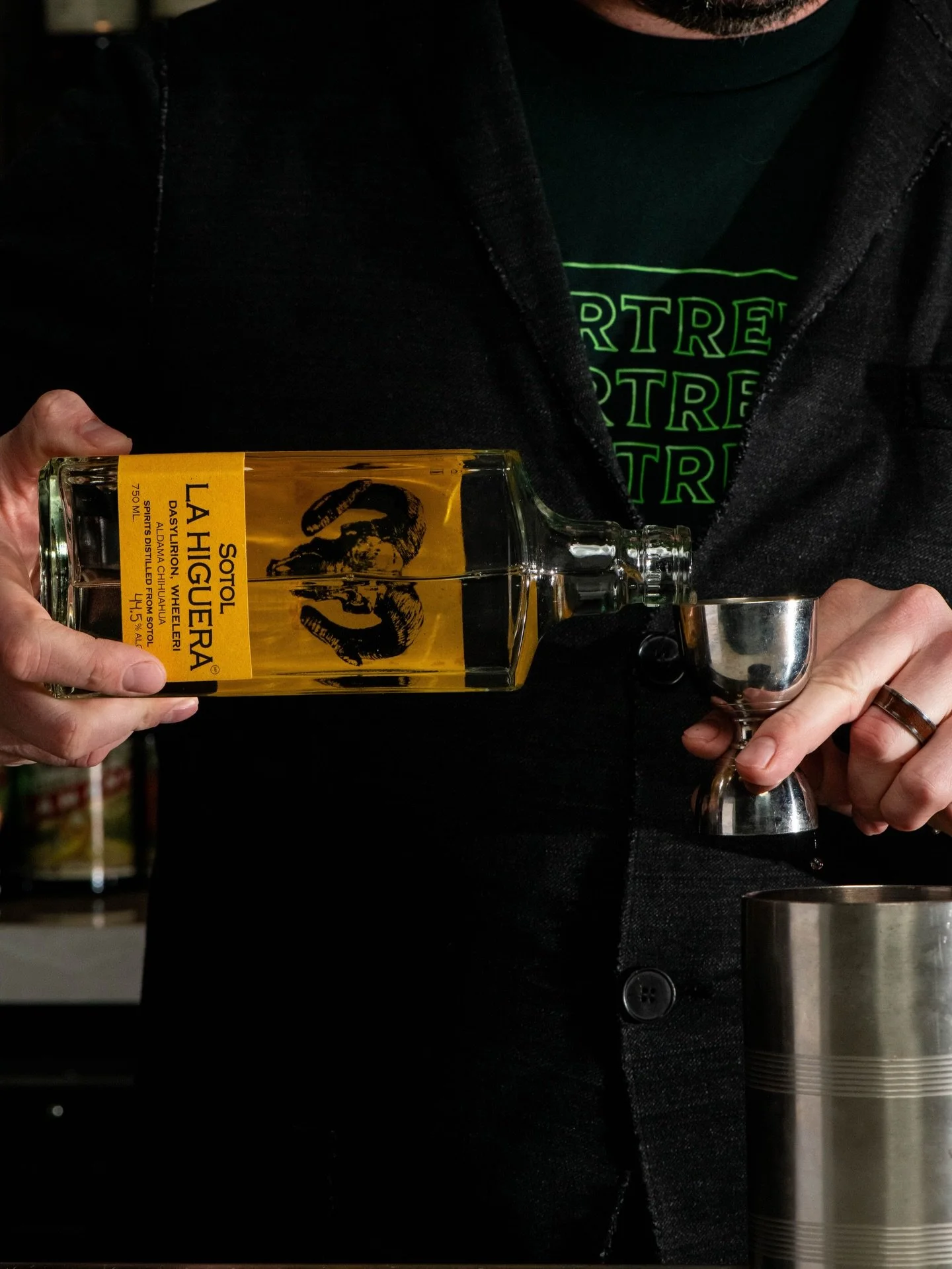 Make our No Country for Old Men with us!
Inspired by a Mayan chocolate, this Old Fashioned variation calls on a base of sotol, fortified with some of our favorite overproof dark Jamaican rum, spiced up with a touch of Ancho Reyes and Nixta elote liqu