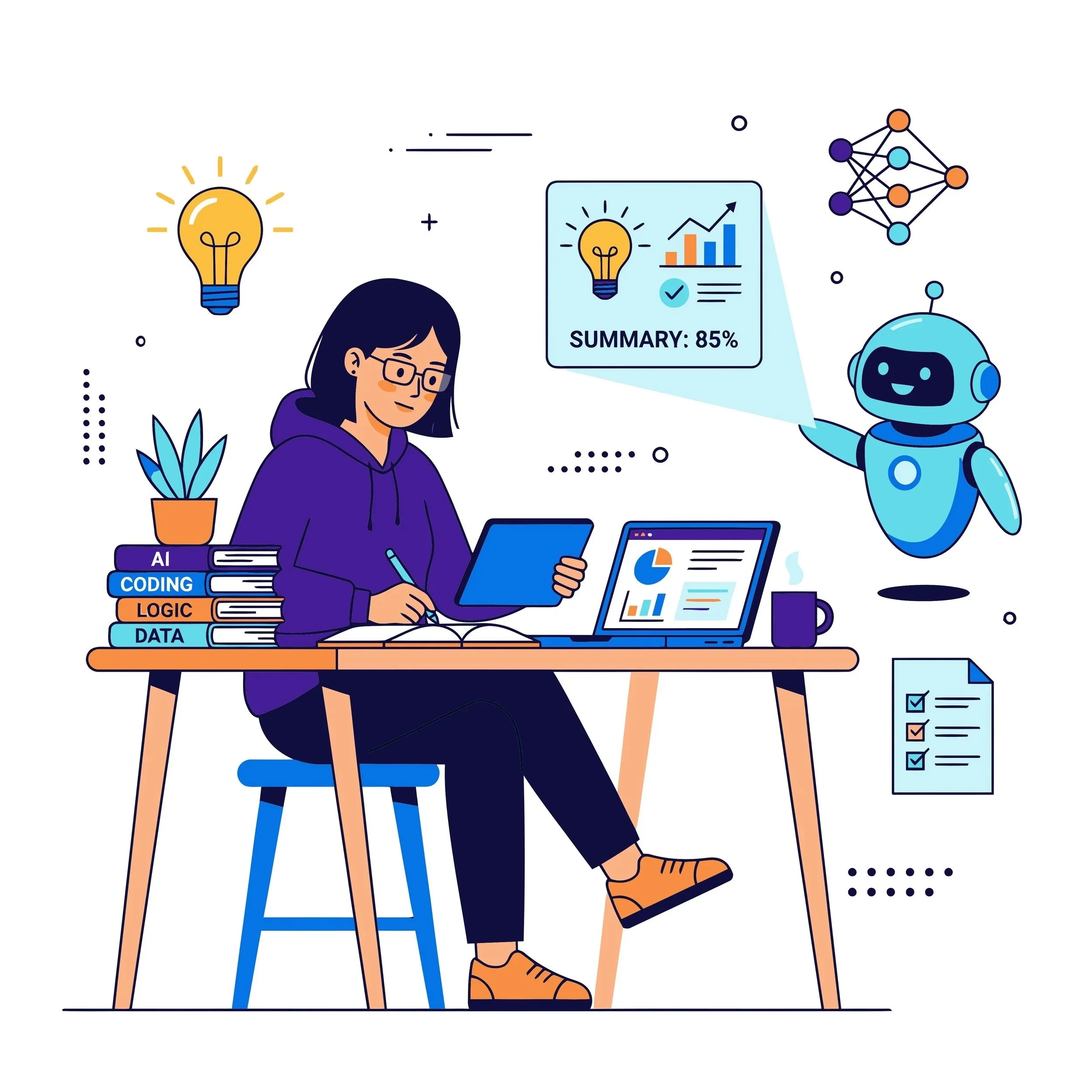 Illustration of woman at desk, courtesy of Smaili Aziz through Unsplash