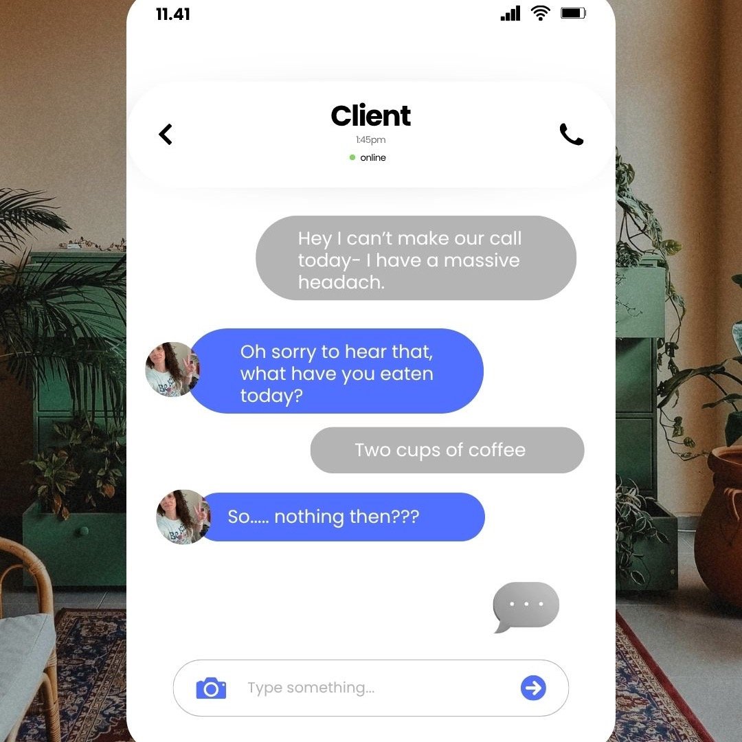 Hot take:
If your breakfast is coffee&hellip; you didn&rsquo;t have breakfast.

I had a client cancel recently with a headache.
When I asked what she&rsquo;d eaten, she said: &ldquo;Two cups of coffee.&rdquo;

We laugh&mdash;but this is so common.

I