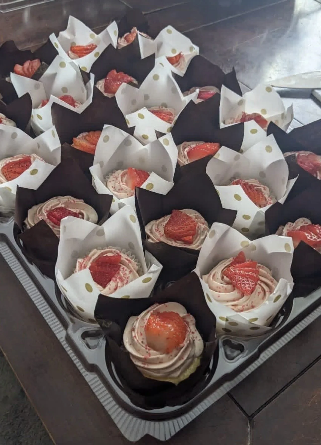 Strawberries and Cream Cupcakes (catering buffet)