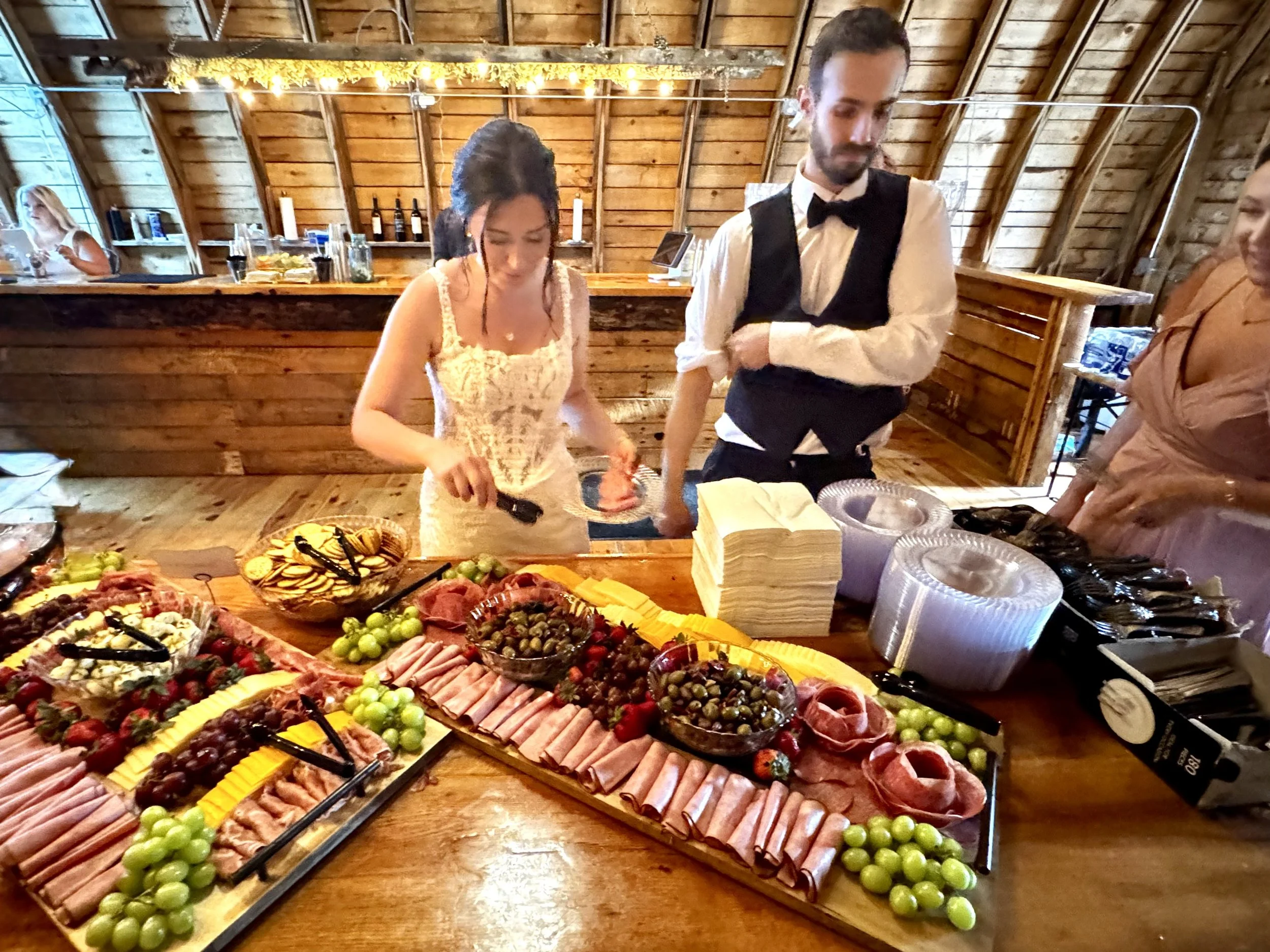 Bride and Groom opening the dinner on our buffet.