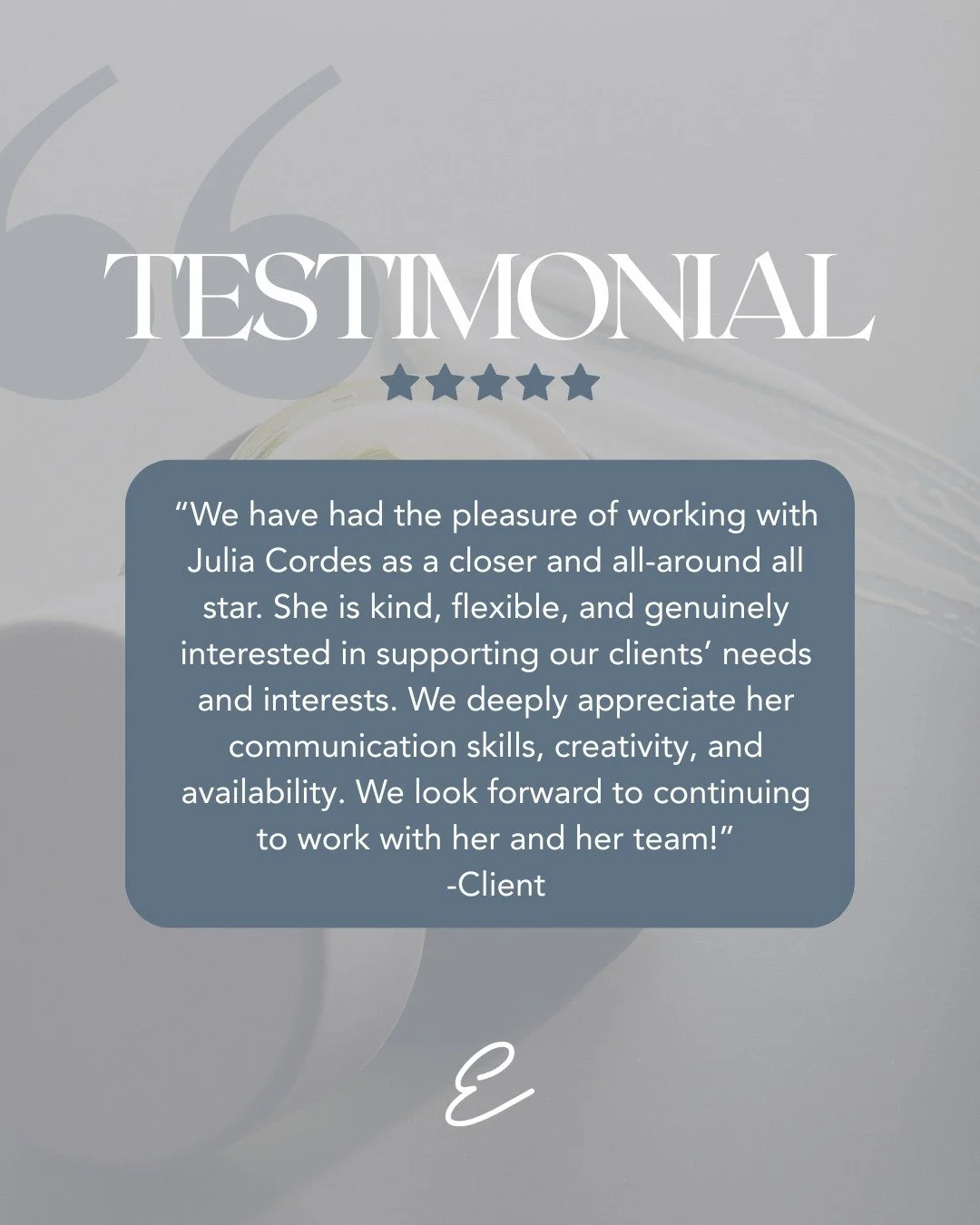 Shoutout to Julia for this amazing review! ✨

Being described as an &ldquo;all-around all star&rdquo; says it all. Julia&rsquo;s kindness, flexibility, and genuine care for clients truly make a difference. Her communication, creativity, and dedicatio