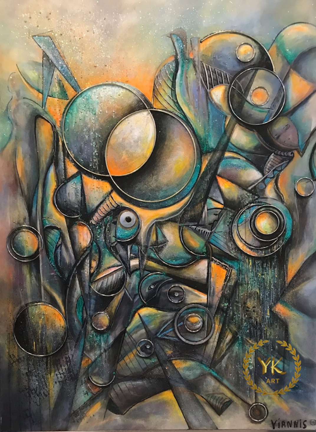 ABSTRACT ART (Series IV): "Pulse of the Concentric Cosmos"     Painting Title: CHAISE OF CREATION 