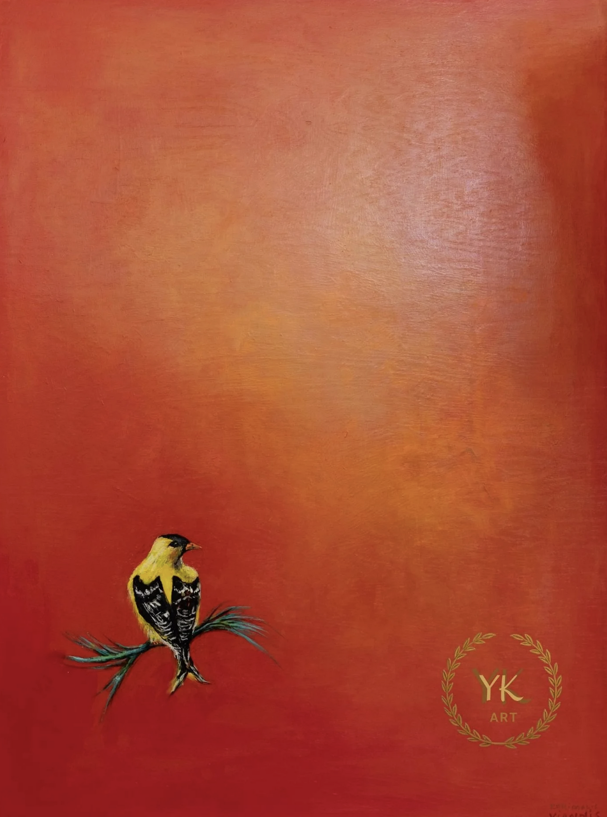 ABSTRACT ART (Series III):  Objective Sensory  Explorations.    Painting Title: FINCH