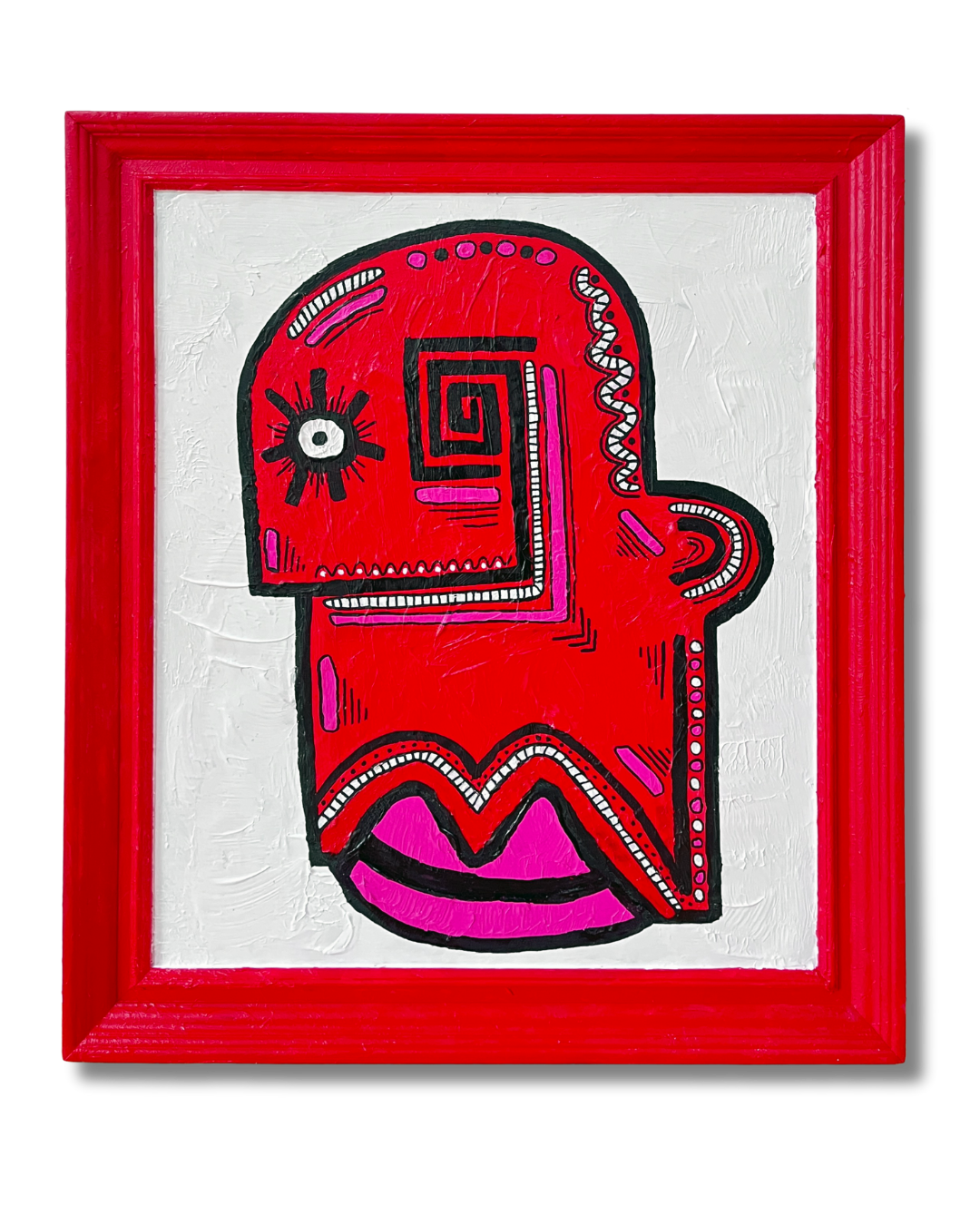 NOT THERE YET. 54 x 46cm. Framed and recycled Canvas.