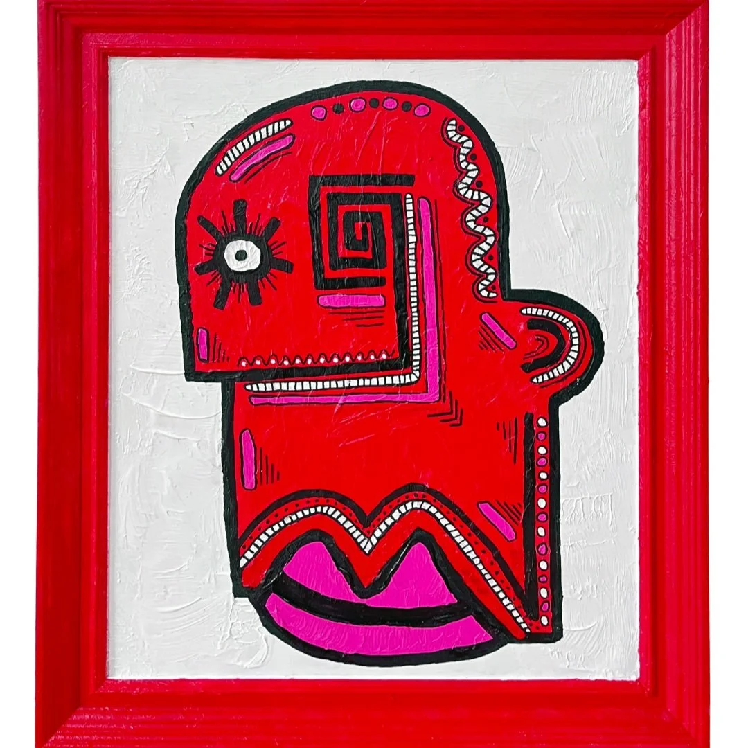 NOT THERE YET. 54 x 46cm. Framed and recycled Canvas.