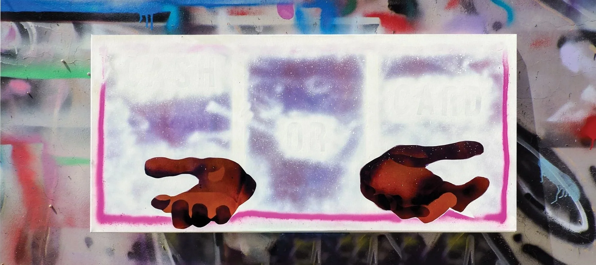 x Cash or Card x, 2025, Spray on Canvas, 110 x 45 cm