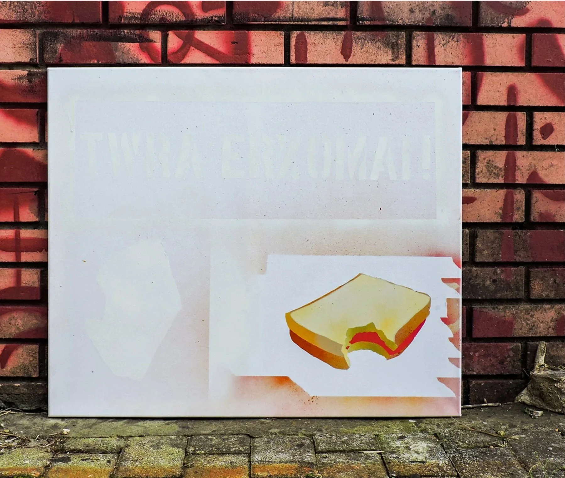 x Lunch x, 2025, Spray on Canvas, 50 x 60 cm