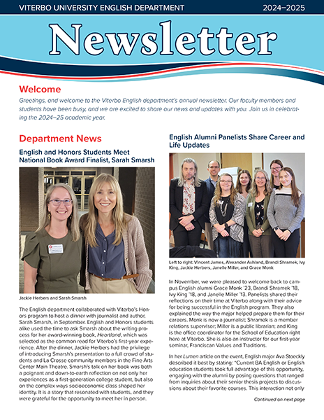Viterbo University English Department Newsletter