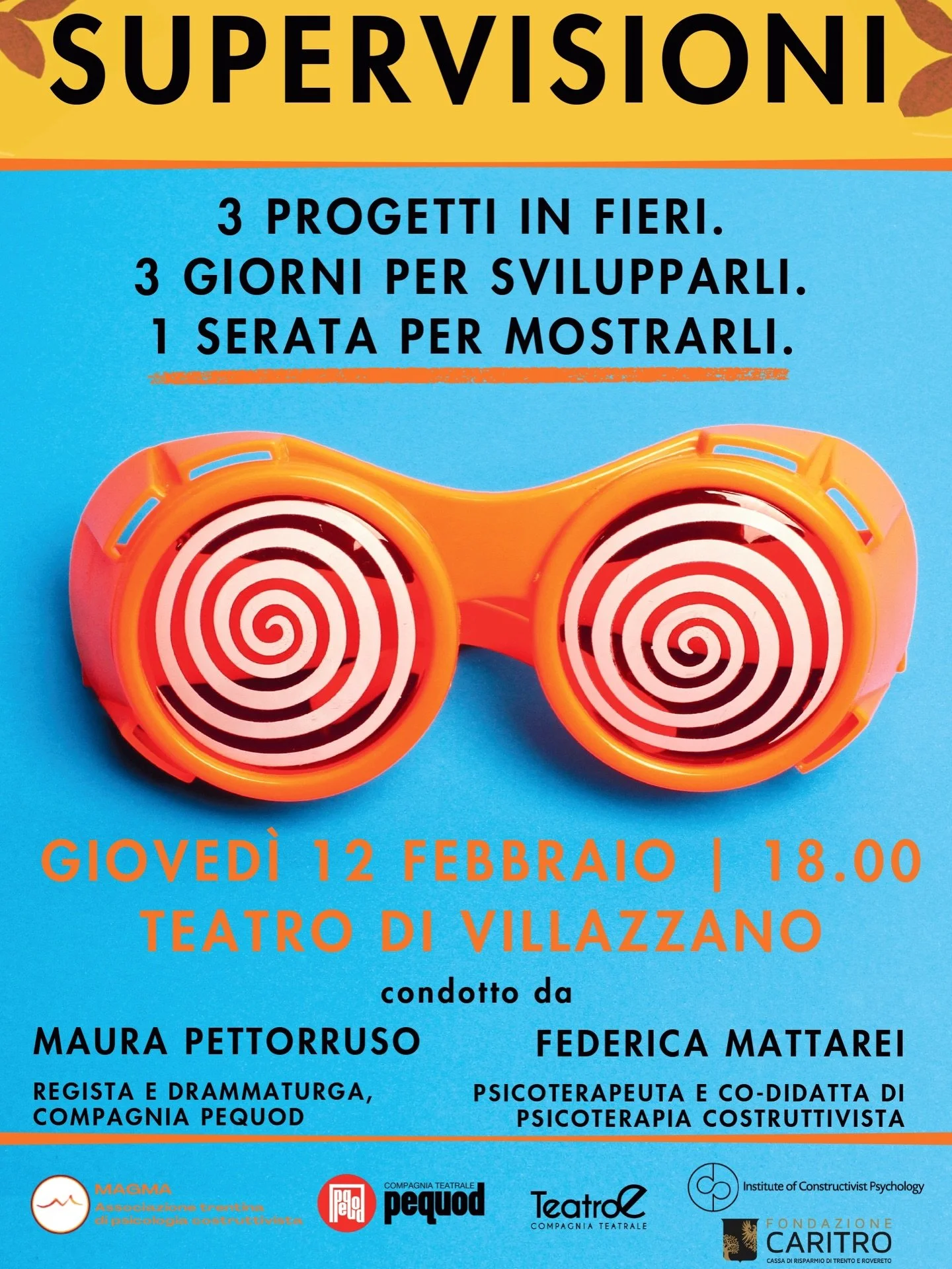 Prova aperta di supervisioni

Vuoi contribuire con il tuo sguardo alla creazione di uno spettacolo teatrale?
Supervisioni &egrave; un esperimento, una fucina e una cordata.
Conduce tre compagnie nell&rsquo;approfondimento del senso del loro progetto 