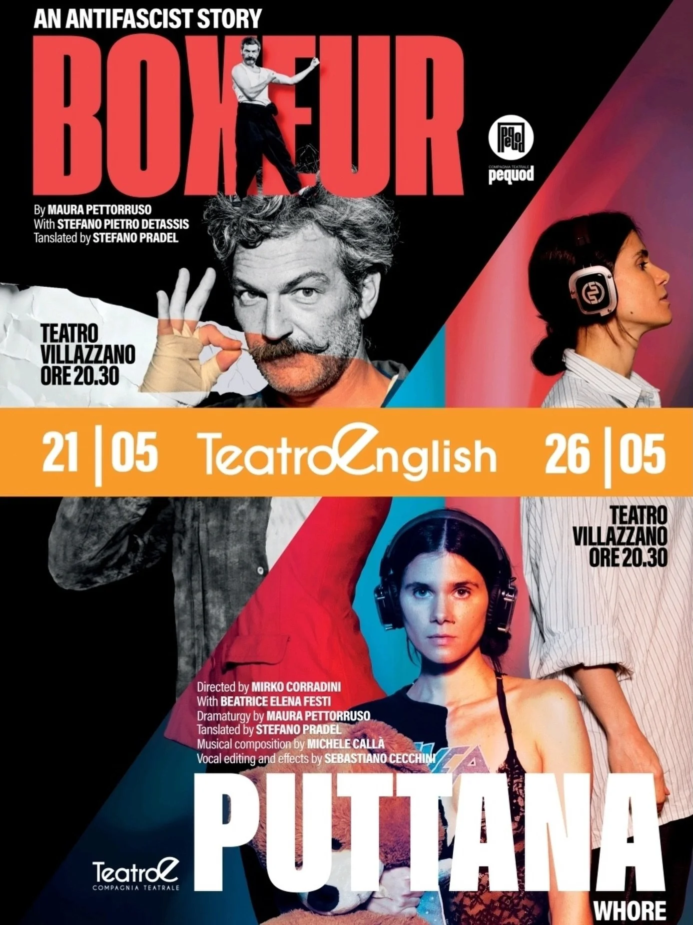 Due serate speciali, interamente in lingua inglese, per vivere un&rsquo;esperienza teatrale intensa e fuori dagli schemi.

📅 21 maggio | ore 20:30 
🥊 BOXEUR
 Sul ring non si combatte solo per vincere. Tra fascismo, guerra e speranza, una storia int