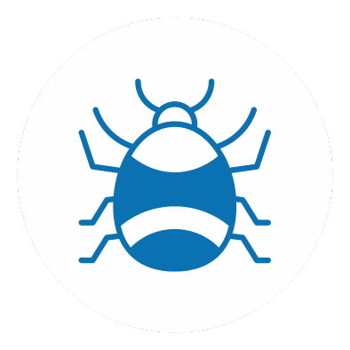 Illustration of a bug inside a circle.